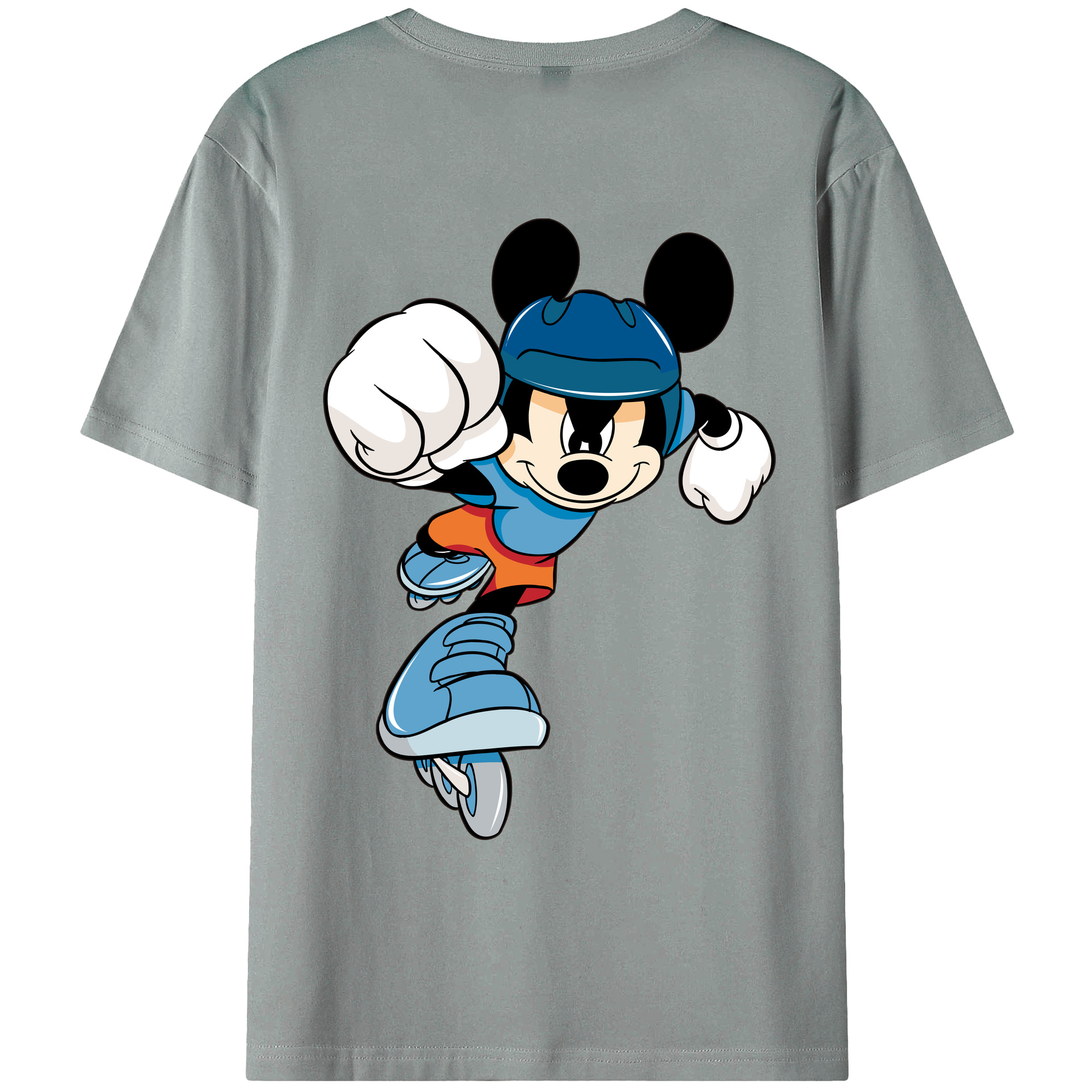 ミッキーマウス Mickey Mouse 綿100％ メンズ半袖Tシャツ（バックプリント） 通気性